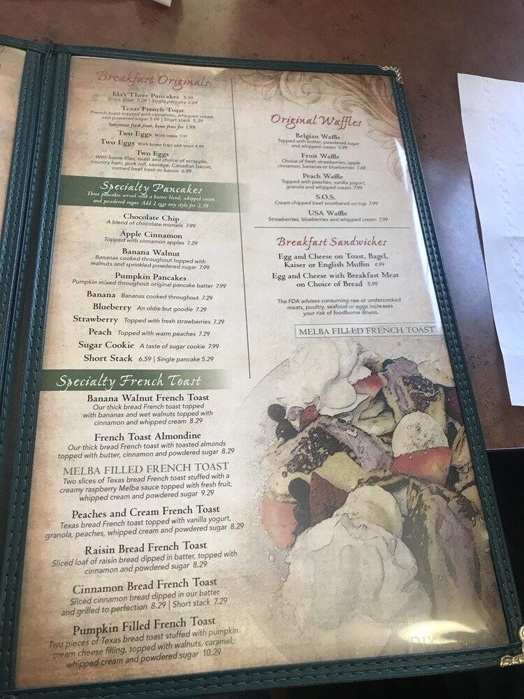 Ida's Cafe - Lancaster, PA menu_pic