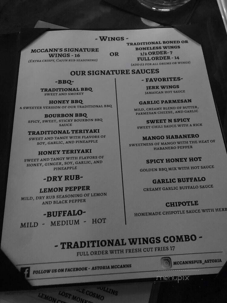 McCann's - Astoria, NY menu_pic
