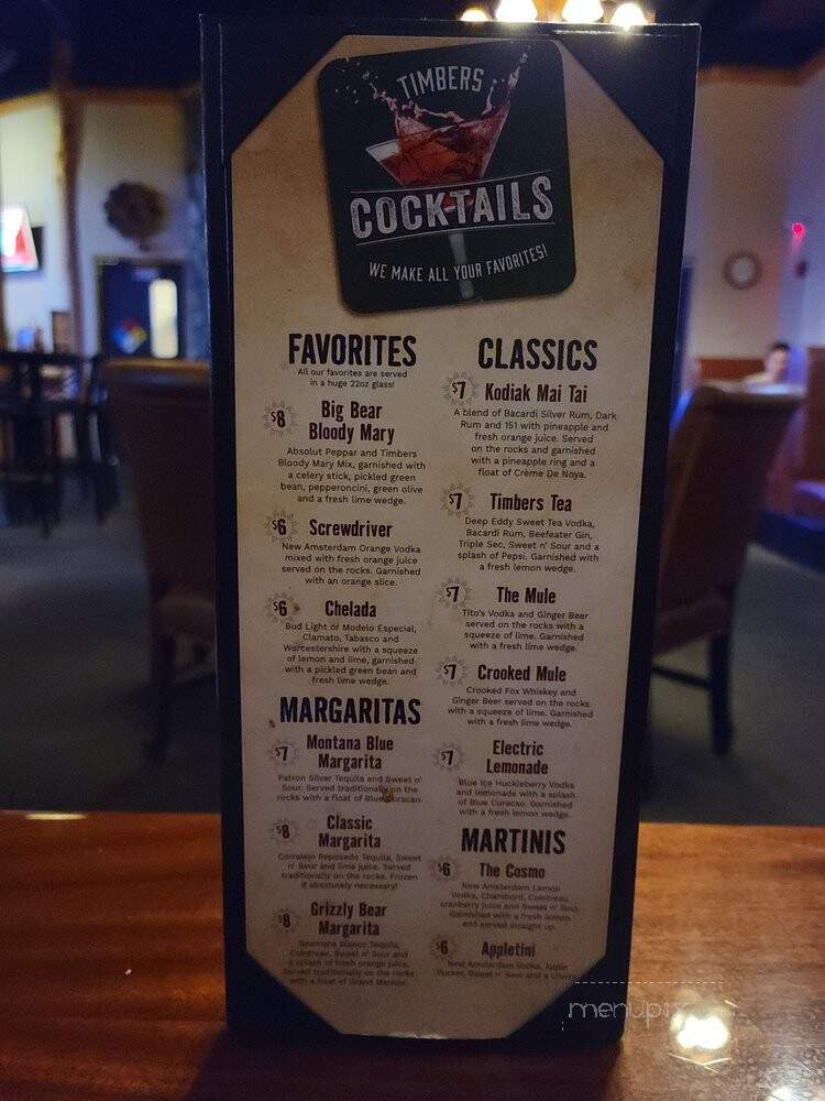 Timbers Bar & Grill - Henderson, NV menu_pic