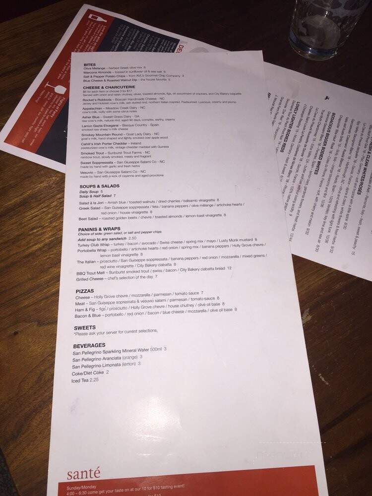 Sante - Asheville, NC menu_pic
