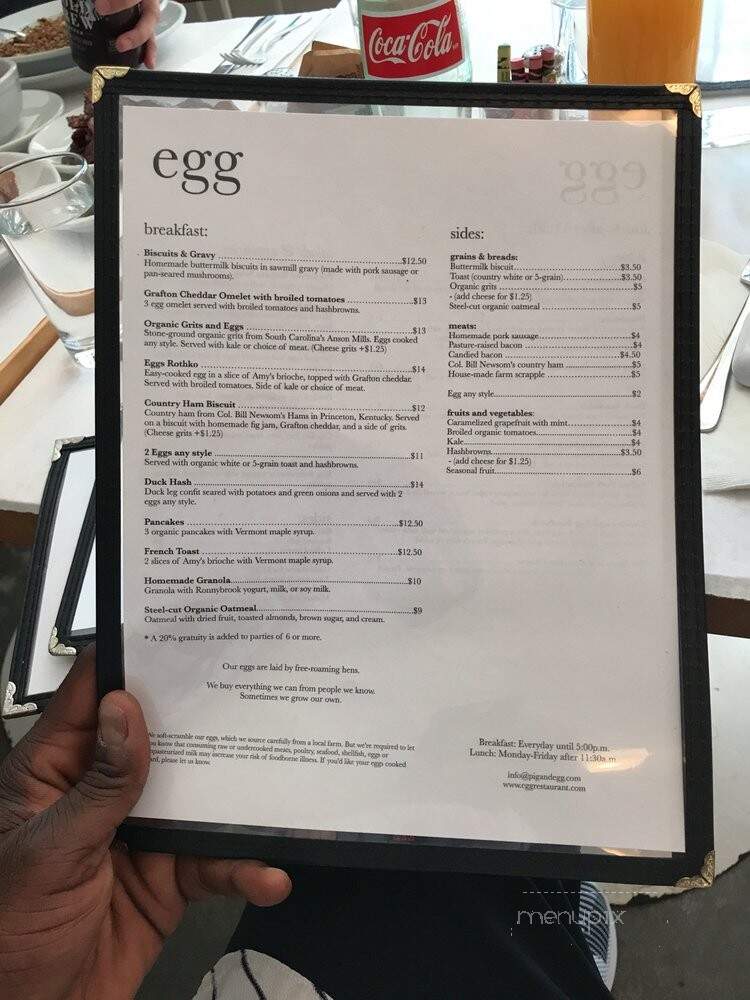 Egg - Brooklyn, NY menu_pic