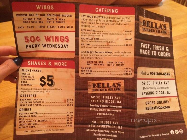 Bella's - Basking Ridge, NJ menu_pic