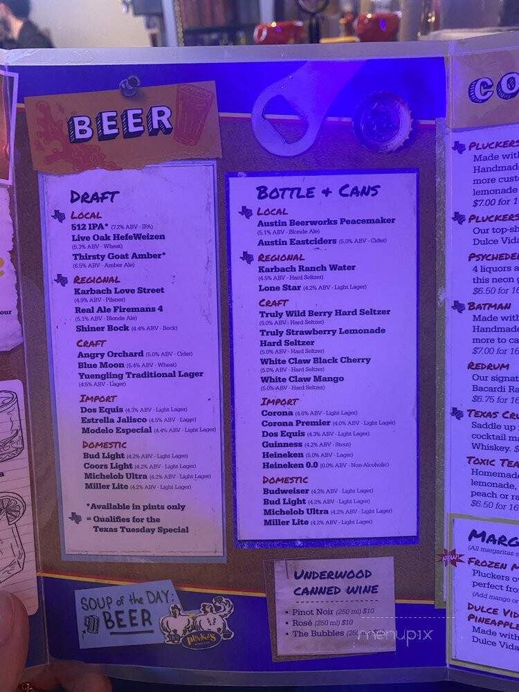 Pluckers Wing Bar - Austin, TX menu_pic