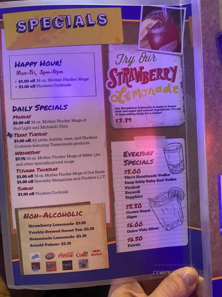 Pluckers Wing Bar - Austin, TX menu_pic