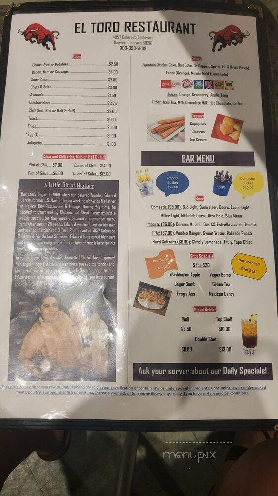 El Tooro Burrito - Denver, CO menu_pic