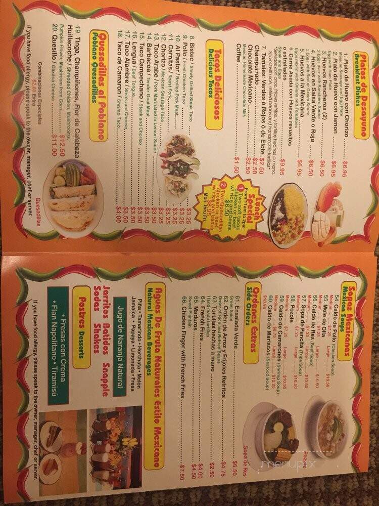 Tacos El Poblano - Yonkers, NY menu_pic