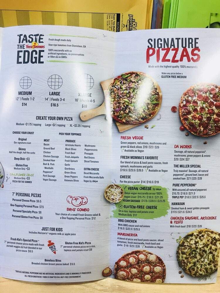 Fresh Brothers - Manhattan Beach, CA menu_pic