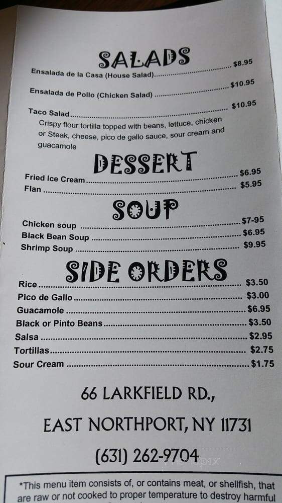 Li'l Caboose Mexican Restaurants - East Northport, NY menu_pic