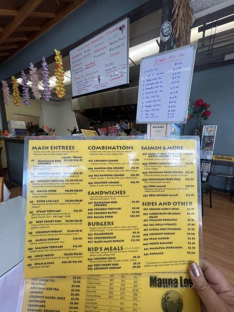 Mauna Loa Hawaiian BBQ - San Rafael, CA menu_pic