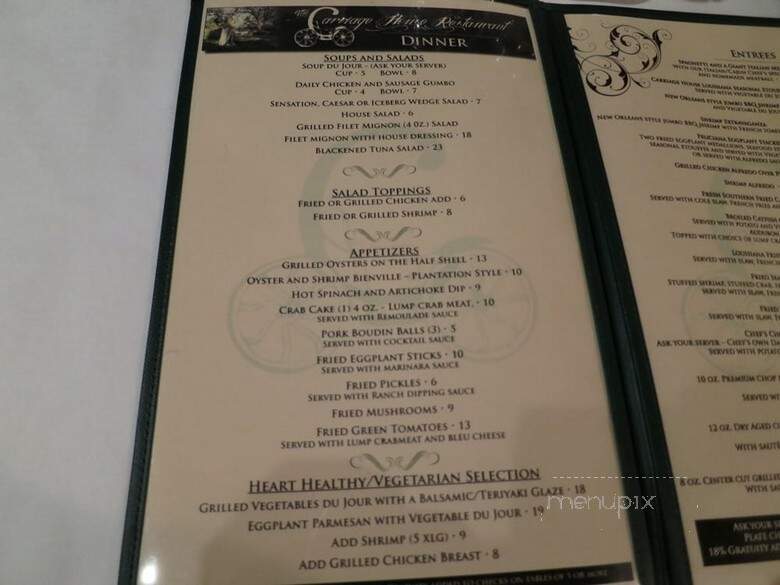 Carraige House Att Myrtles Plantation - Saint Francisville, LA menu_pic