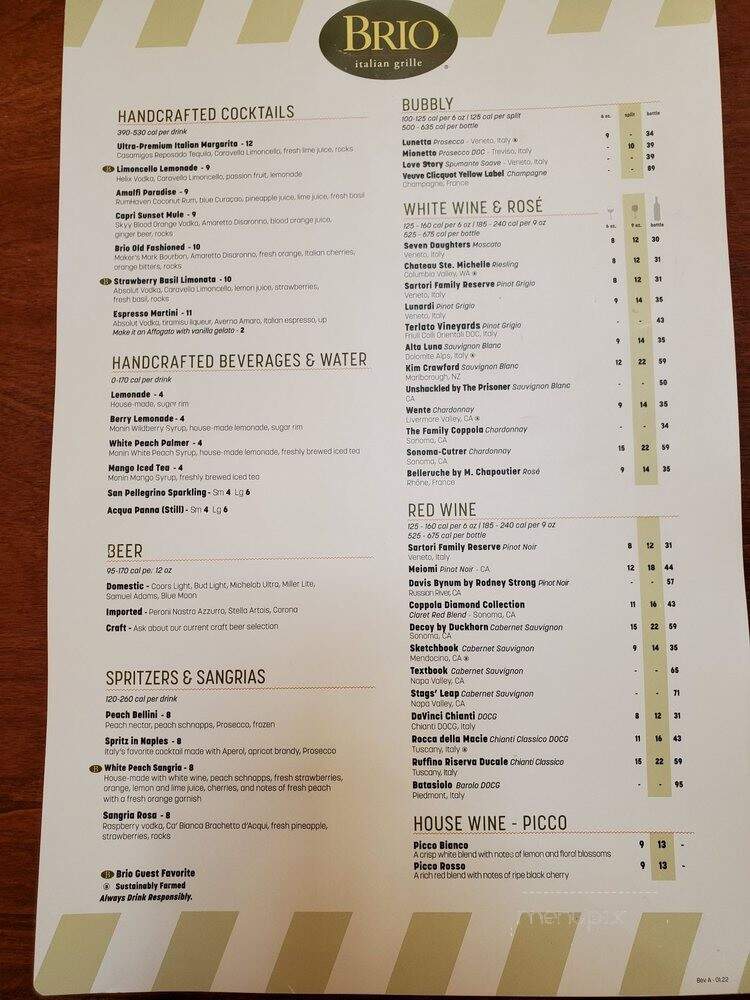 Brio Tuscan Grille - Raleigh, NC menu_pic