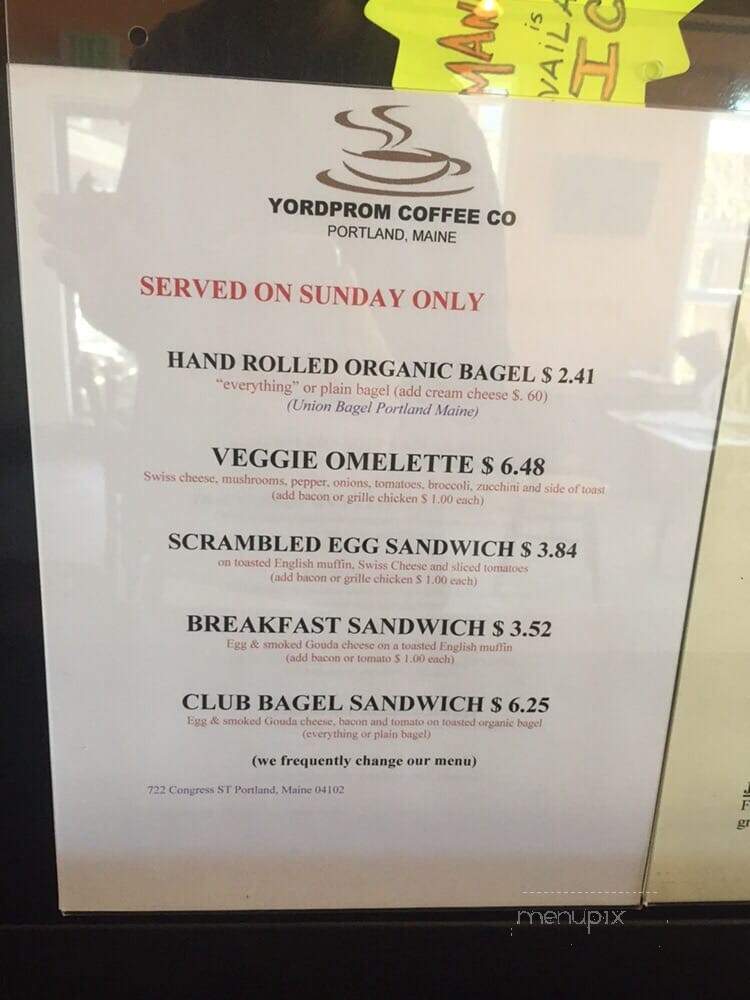 Yordprom Coffee Co. - Portland, ME menu_pic