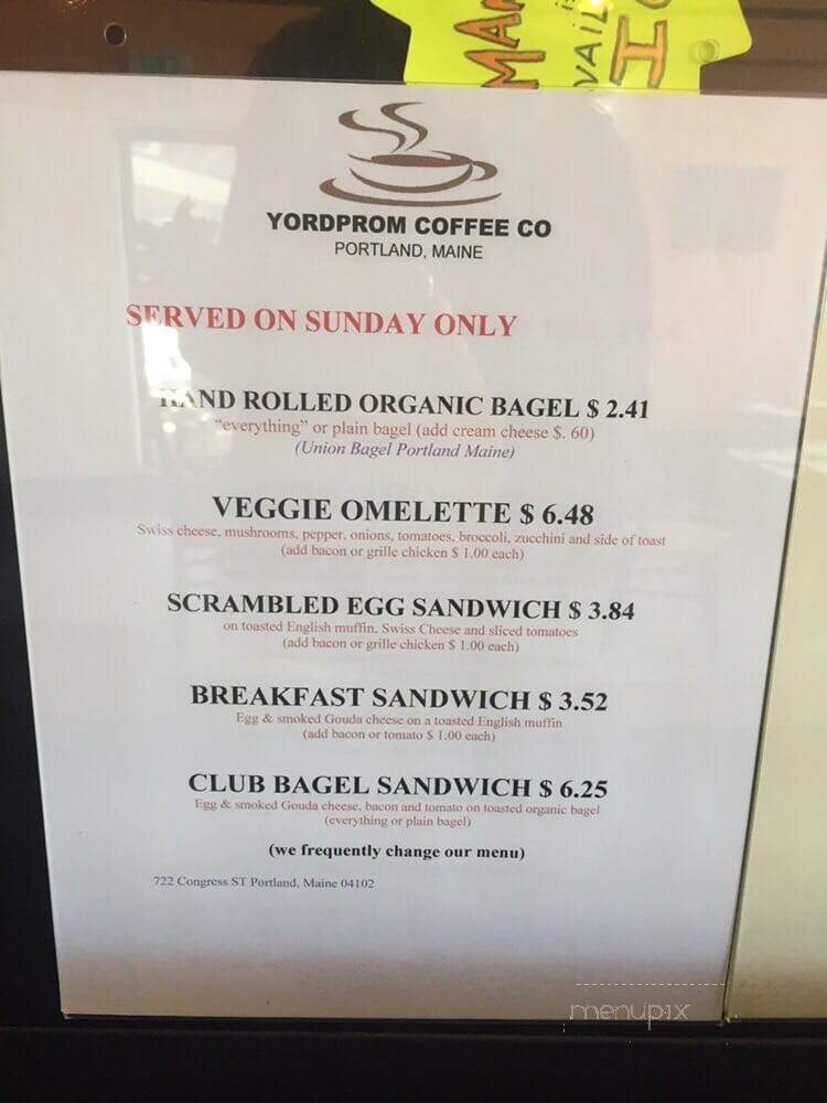 Yordprom Coffee Co. - Portland, ME menu_pic
