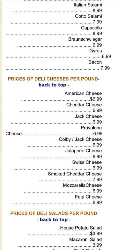 Cheers Deli & Liquor - San Diego, CA menu_pic
