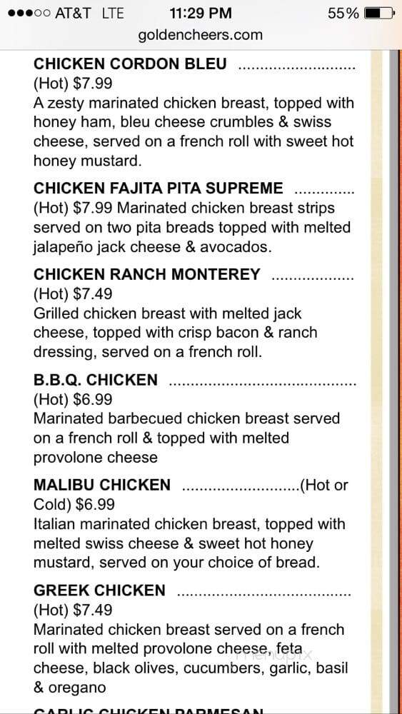 Cheers Deli & Liquor - San Diego, CA menu_pic