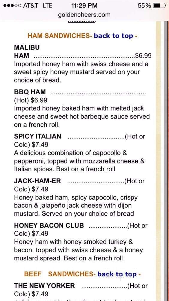 Cheers Deli & Liquor - San Diego, CA menu_pic
