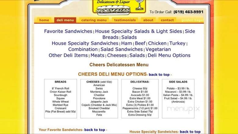Cheers Deli & Liquor - San Diego, CA menu_pic