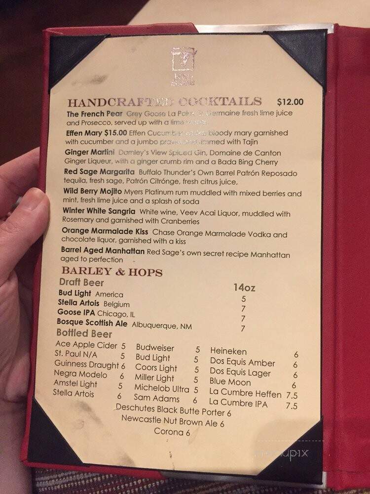 Red Sage at Buffalo Thunder - Santa Fe, NM menu_pic