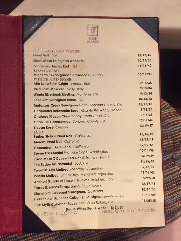 Red Sage at Buffalo Thunder - Santa Fe, NM menu_pic