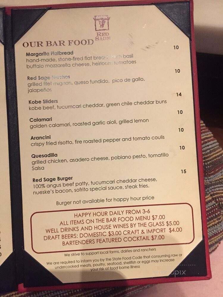 Red Sage at Buffalo Thunder - Santa Fe, NM menu_pic