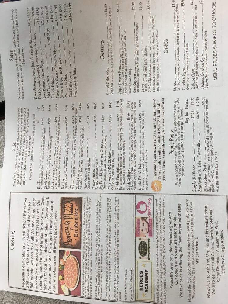 Papa Lou Pizza - Ashland, VA menu_pic