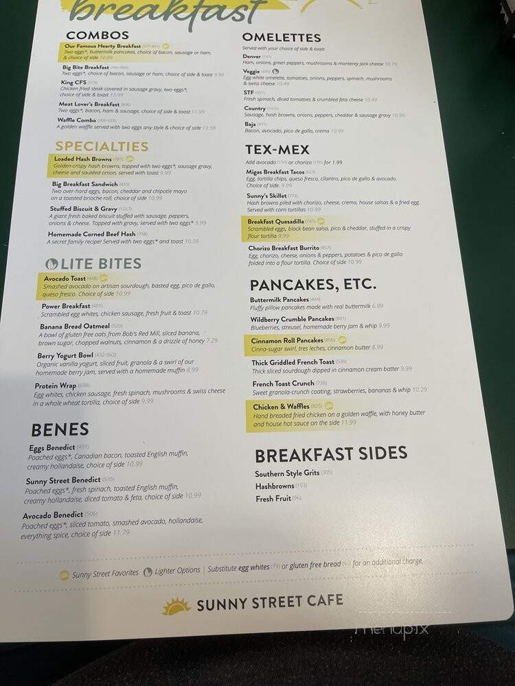 Sunny Street Cafe - Haltom City, TX menu_pic
