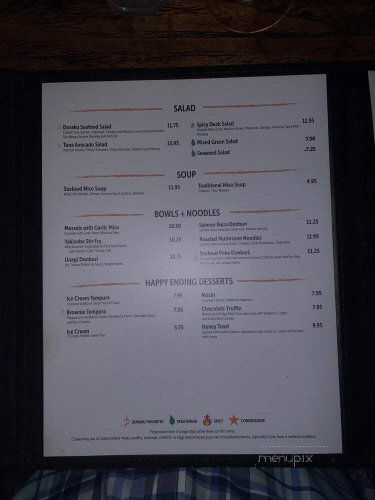 Doraku - Miami Beach, FL menu_pic