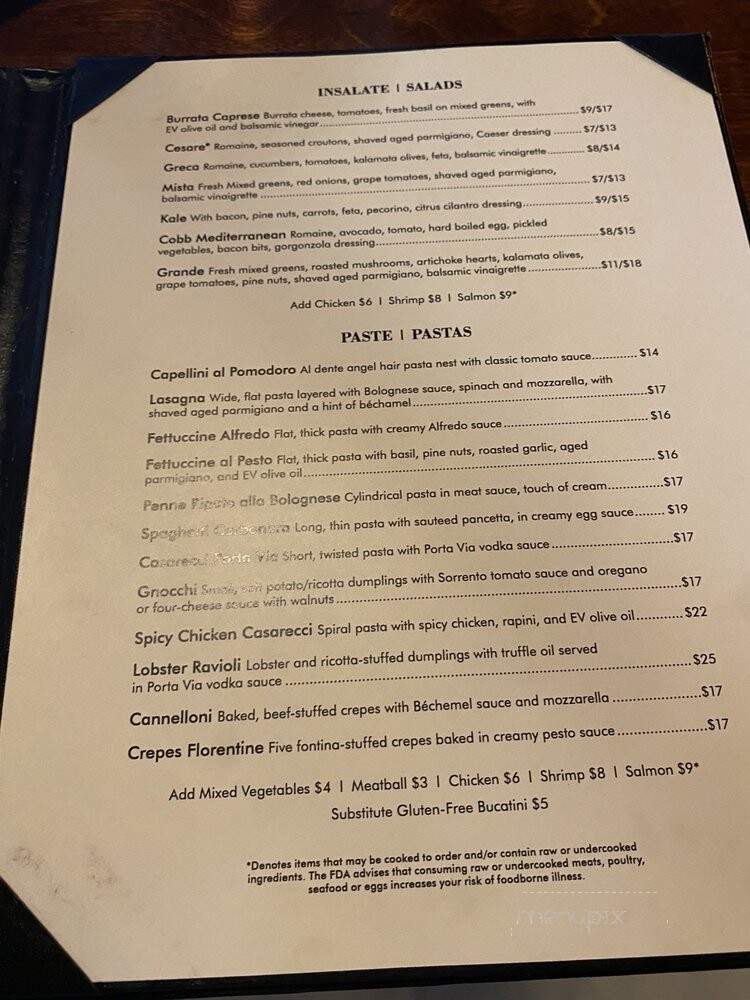 Porta Via Italian Kitchen - Nashville, TN menu_pic