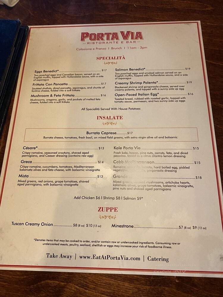 Porta Via Italian Kitchen - Nashville, TN menu_pic
