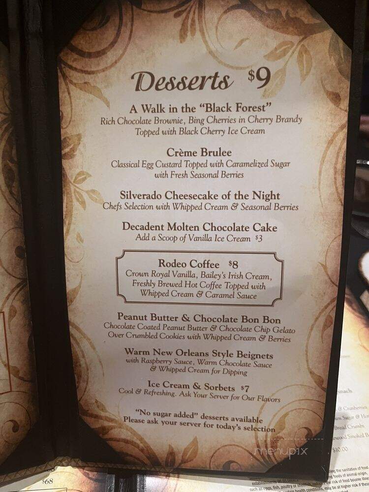 Silverado Steakhouse - Las Vegas, NV menu_pic