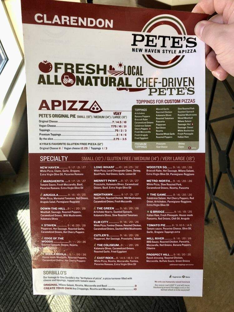 Pete's New Haven Style Apizza - Washington, DC menu_pic