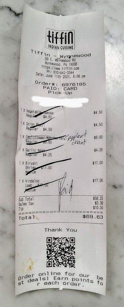 Tiffin - Wynnewood, PA menu_pic