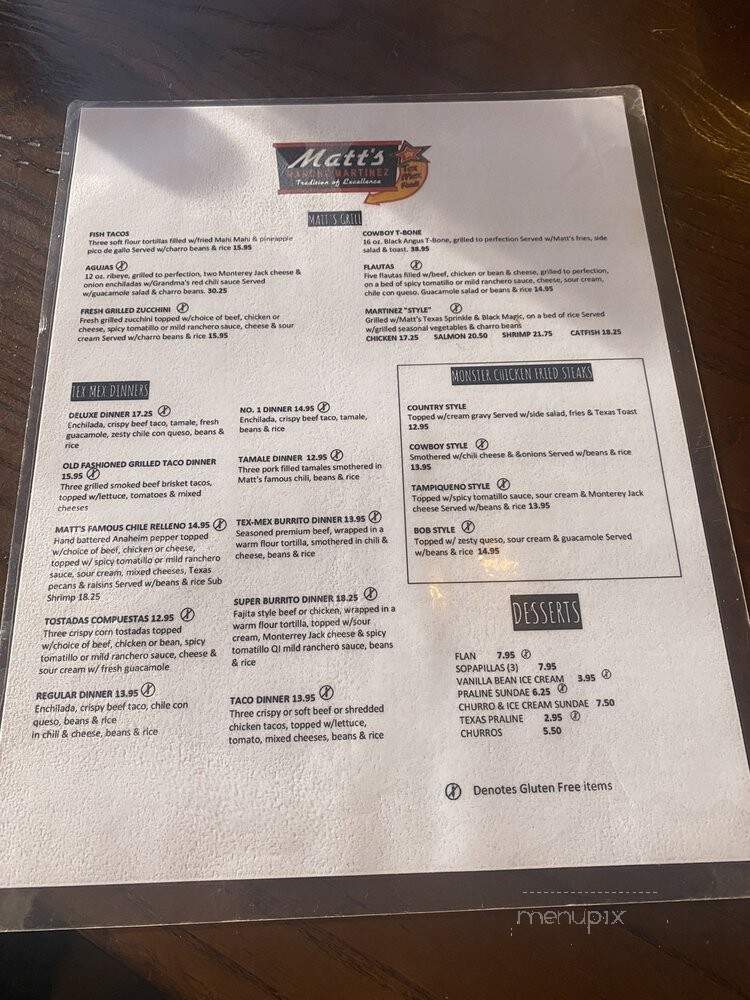Matt's Rancho Martinez - Dallas, TX menu_pic