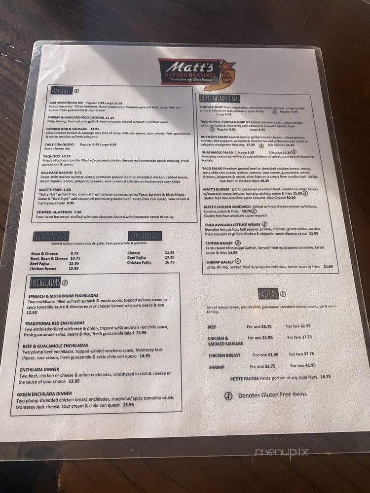 Matt's Rancho Martinez - Dallas, TX menu_pic