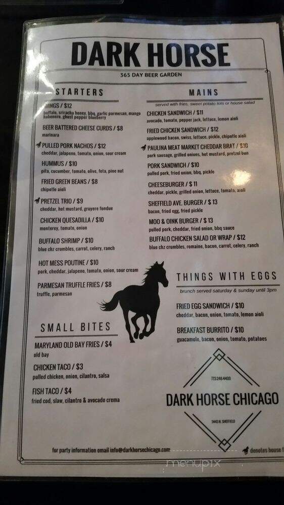 Dark Horse Bar & Grill - Chicago, IL menu_pic