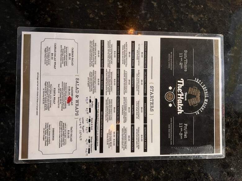 Down the Hatch - New Orleans, LA menu_pic