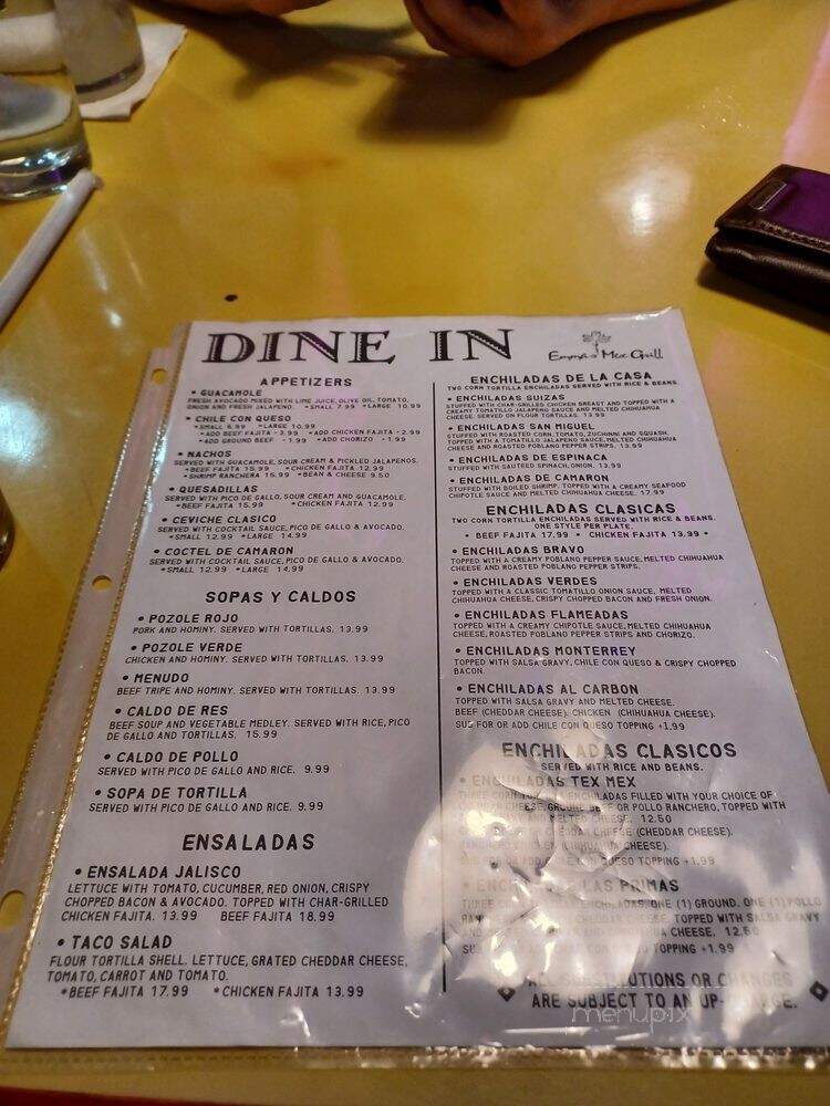 Emma's Grill and Mex-Mex Bistro - Pearland, TX menu_pic