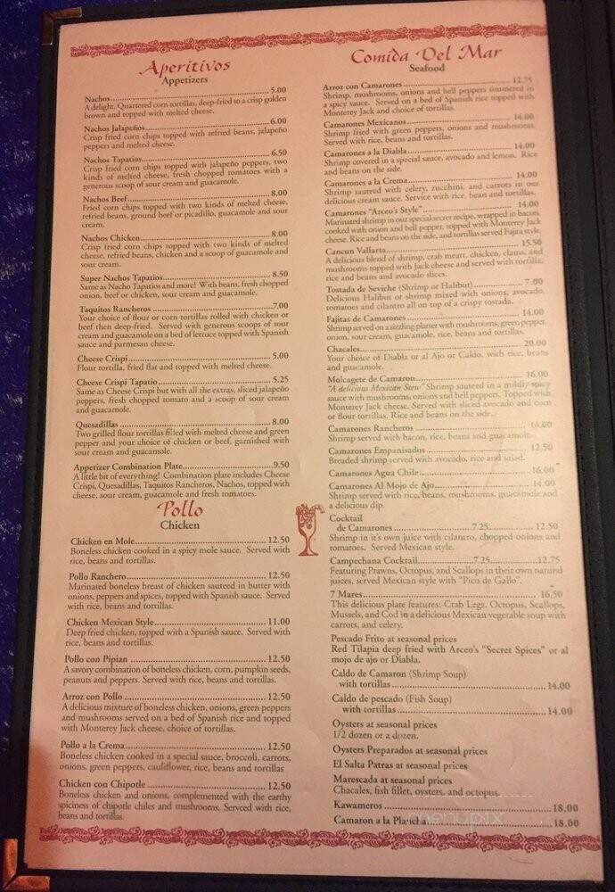 Arceo's Mexican Restaurant - Colorado Springs, CO menu_pic
