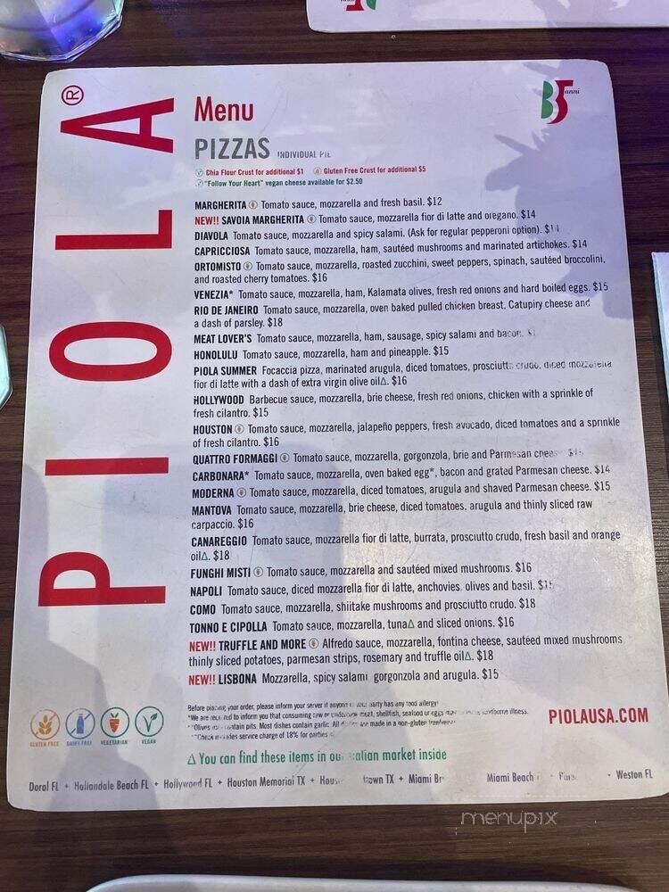 Piola - Miami, FL menu_pic