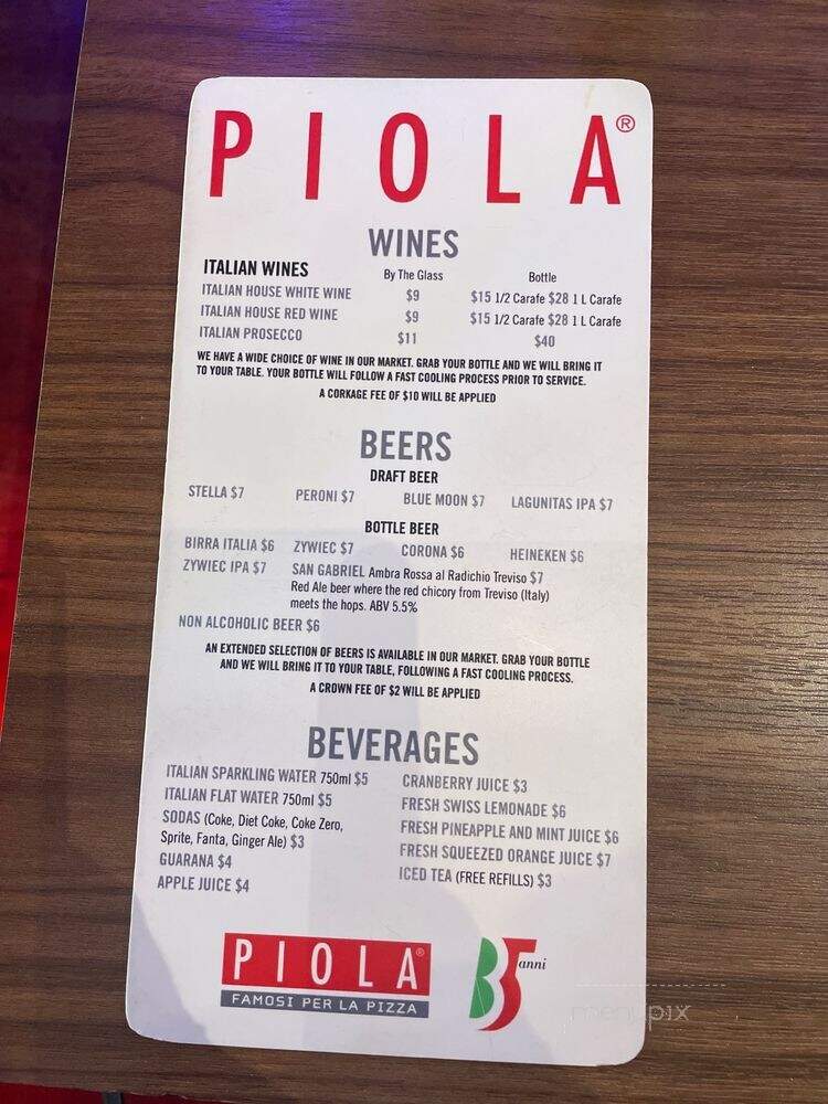 Piola - Miami, FL menu_pic