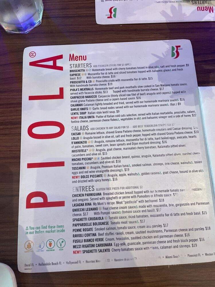 Piola - Miami, FL menu_pic