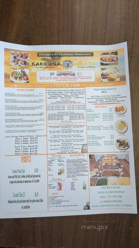 Garifuna Flava - Chicago, IL menu_pic