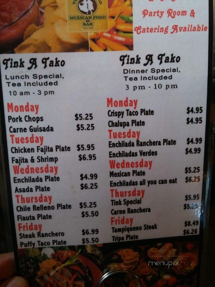 Tink-a-Tako #6 - San Antonio, TX menu_pic