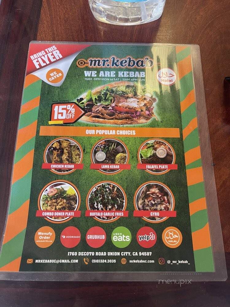 Mr. Kebab - Union City, CA menu_pic