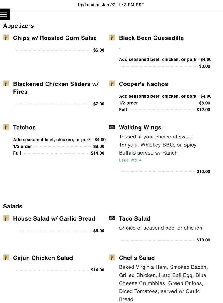 Cooper's Alehouse - Seattle, WA menu_pic