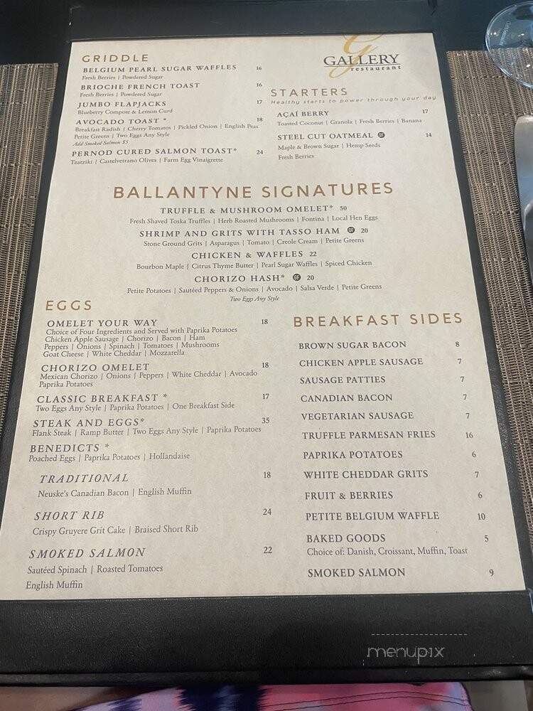 Gallery Restaurant at Ballantyne Hotel & Lodge - Charlotte, NC menu_pic