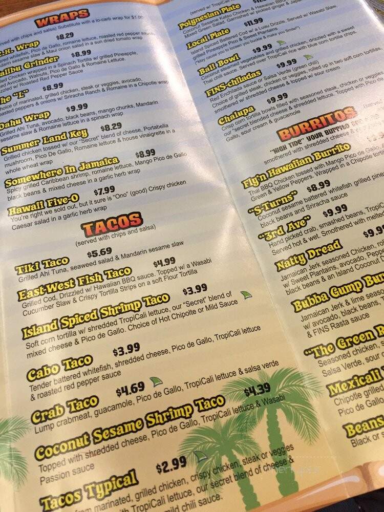 Fins - Brick, NJ menu_pic