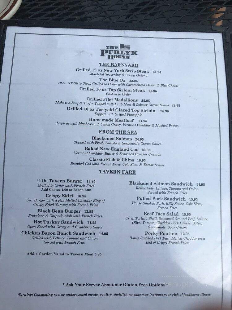 The Rybrook Tavern - Bennington, VT menu_pic
