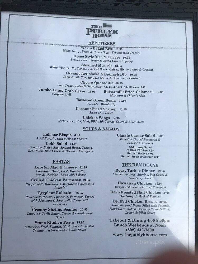 The Rybrook Tavern - Bennington, VT menu_pic