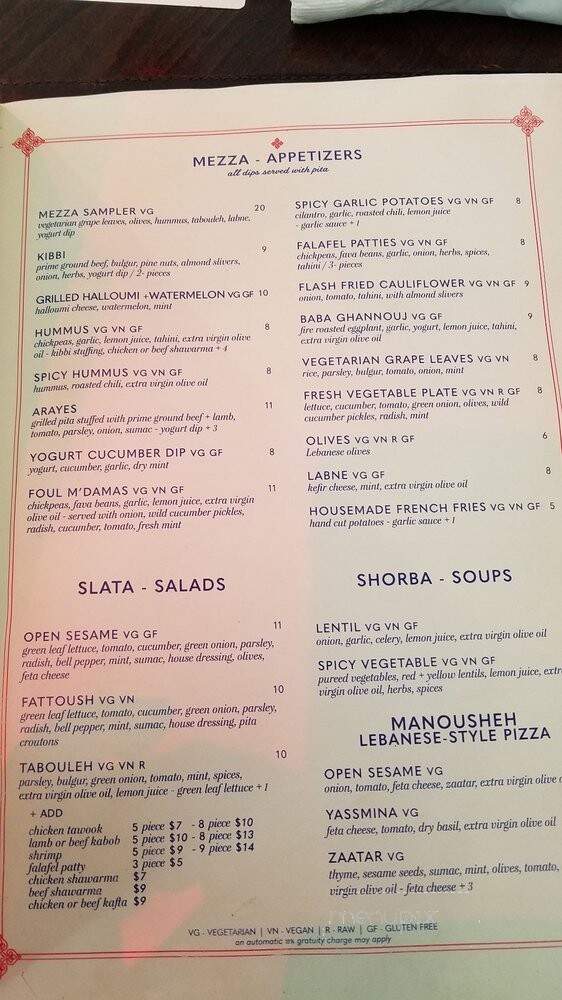 Open Sesame - Long Beach, CA menu_pic